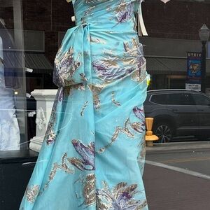 Elegant Blue Floral Gown